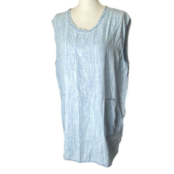 Tna Womens Light Blue Sleeveless Chambray Denim Dress Size Medium - Picture 1 of 5